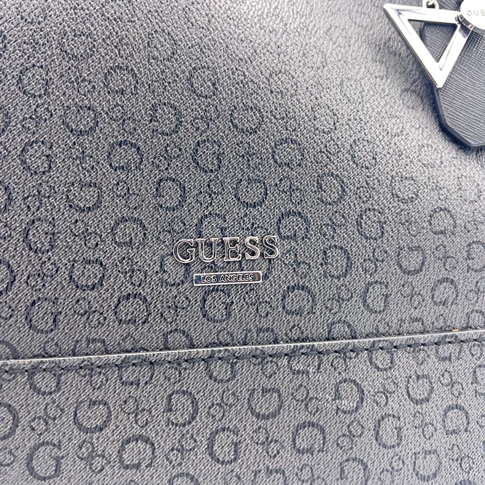 GUESS Clarke Signature Logo Faux Leather Tote Shopper Bag (Charcoal) - Picture 6 of 11